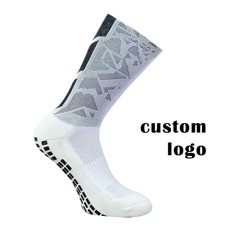 Персонализирани дизайни захващащи чорапи Професионален атлетичен среден телесен екипаж Футбол спорт футбол антиплъзгащи хватки чорапи